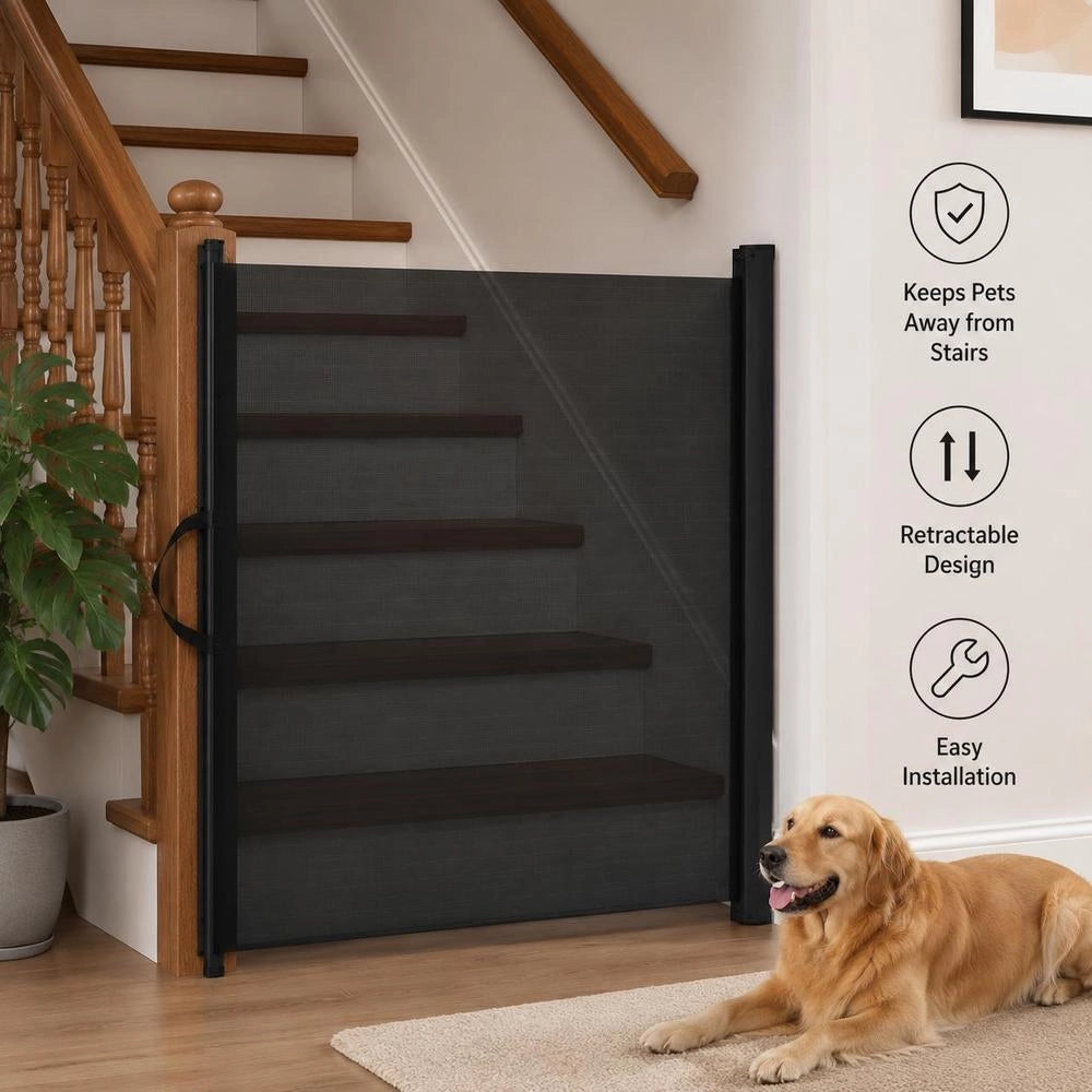 Extendable Pet Barrier, Black, 82.5 X 125 Cm