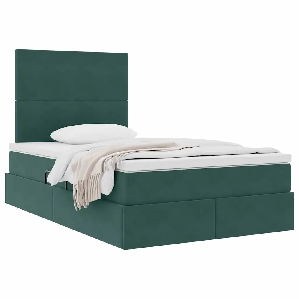 Letto con contenitore e materasso Verde Scuro 120 x 200 cm 3371964