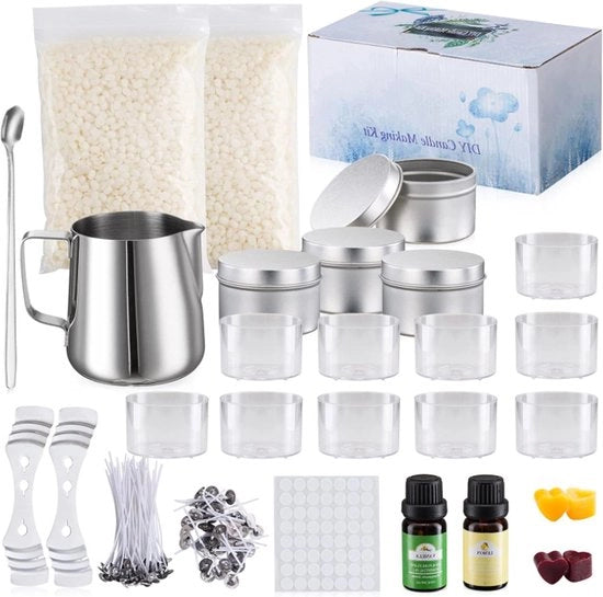 Set di candele DIY - manuale per creare candele con cera d'api, contenitore per candele, appoggio per candele

Modello: 
- Cera d'api
- Contenitore per candele
- Appoggio per candele