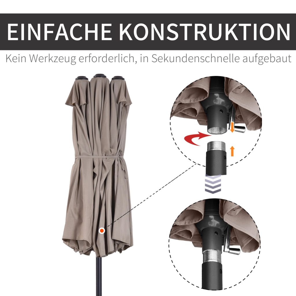 Sonnenschirm Doppelsonne 455x265 cm ¨C zephmum ¨C grigio antracite, Kurbel, windfest