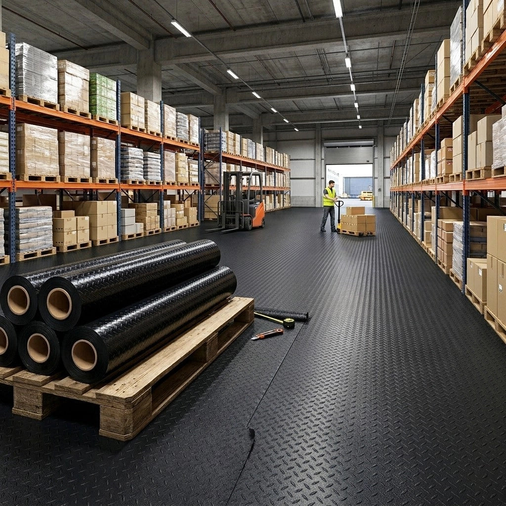 Rotolo Passatoia Copri Pavimento Gomma Pvc Ruvida Antiscivolo Tappeto Lamiera Isolante Nera 100x2500 cm