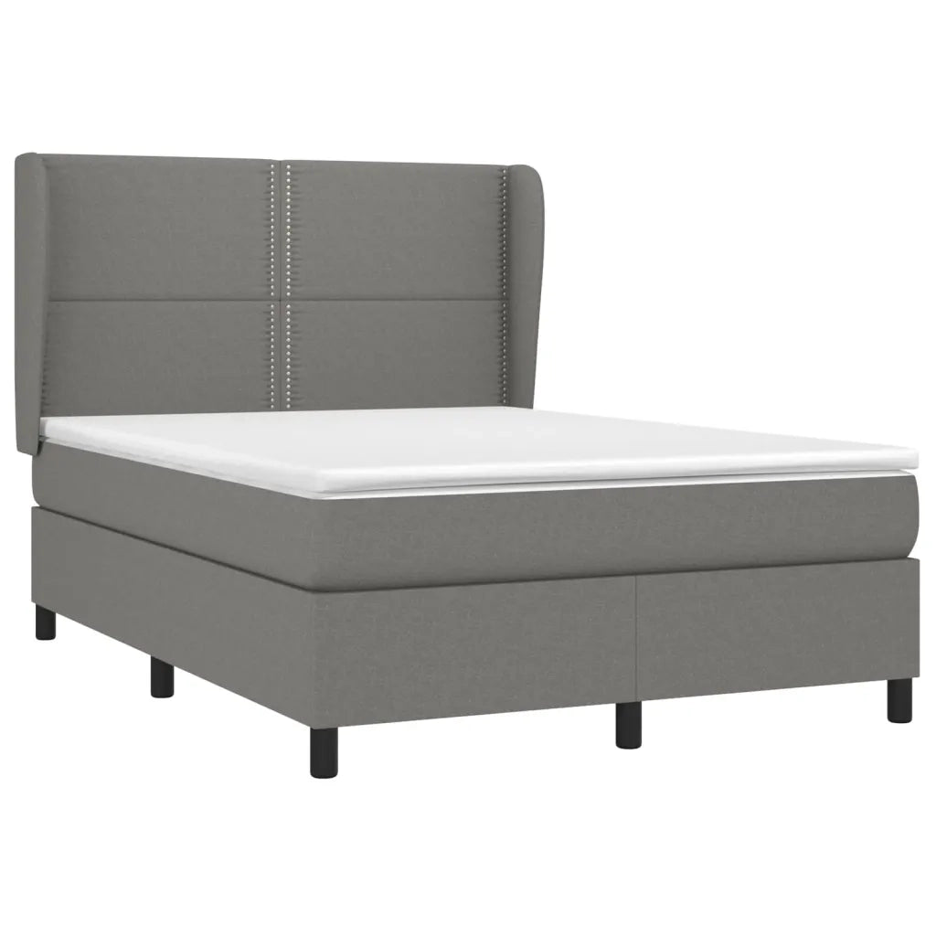 Giroletto a Molle con Materasso Grigio Scuro 140x190 cm Tessuto