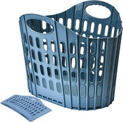 Wastebasket pieghevole, cassetto di plastica con maniglione, cestino della spazzatura, cestino impermeabile per giocattoli (blu)
