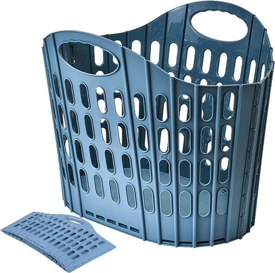 Wastebasket pieghevole, cassetto di plastica con maniglione, cestino della spazzatura, cestino impermeabile per giocattoli (blu)
