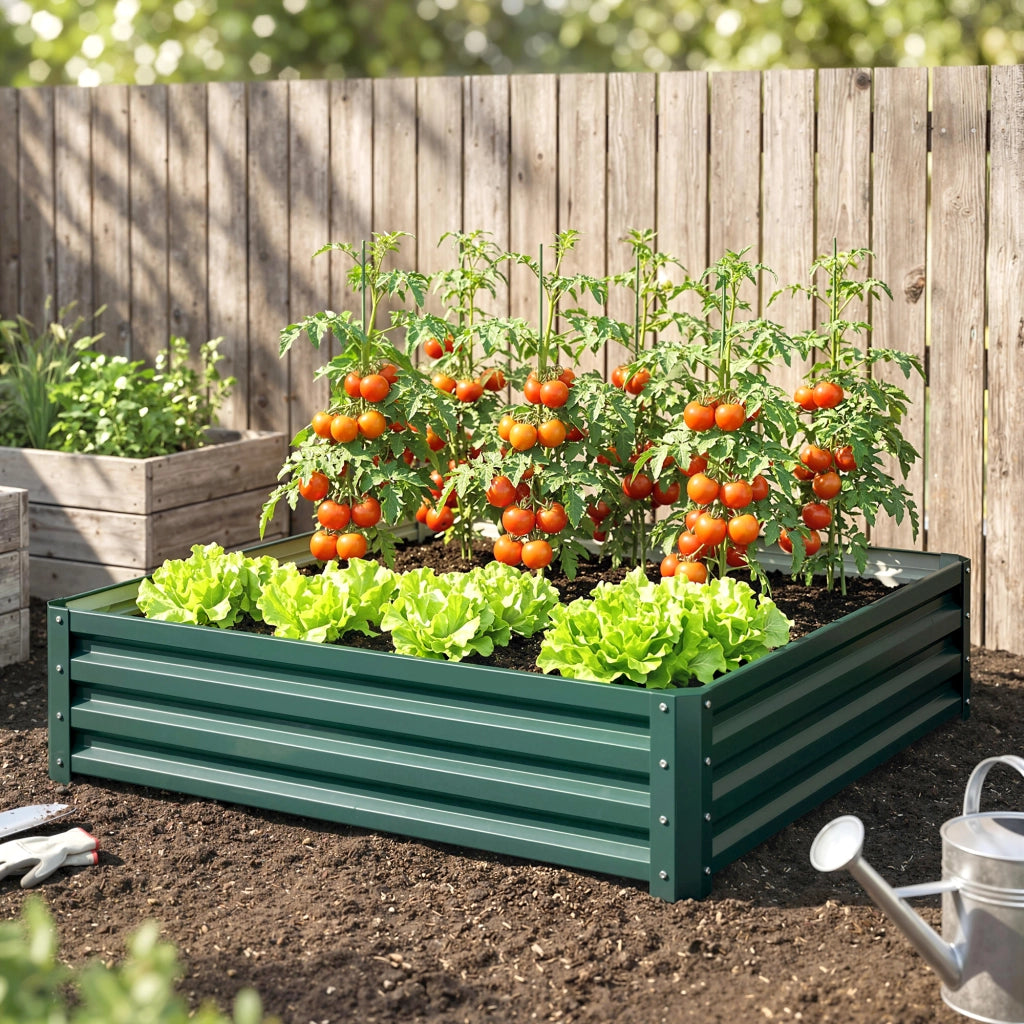 Orto Rialzato in Acciaio ¨C zephmum ¨C Verde 120x120x30 cm