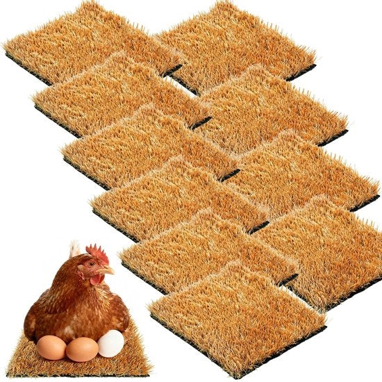 Set di assorbenti per nido di gallina 10 pezzi - Assorbenti per nido di gallina riciclabili - 30 x 30 cm - Accessori per pollaio - Comfortevoli e respiranti - Tappeti per nido di gallina in alta qualità - Tappeti per nido di gallina