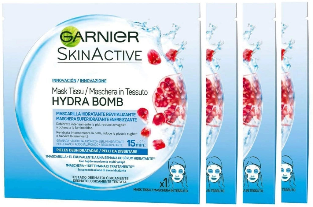 SET 4 MASCHERE IN TESSUTO GARNIER SKIN ACTIVE IDRATANTI ED ENERGIZZANTI