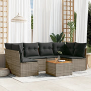 Set Divani da Giardino 7 pz con Cuscini Grigio in Polyrattan 3255892