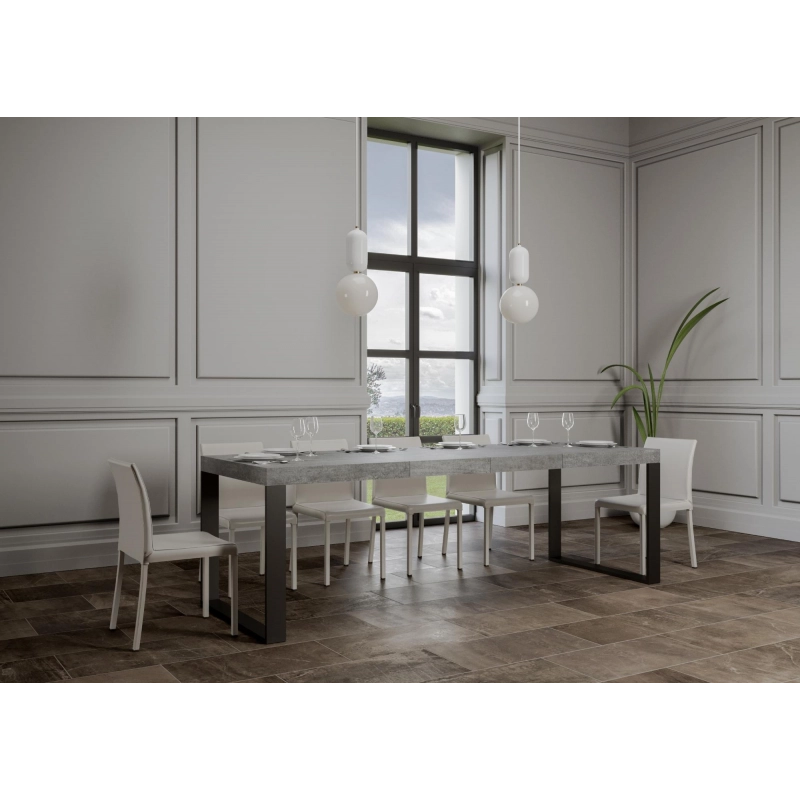 Tavolo allungabile 90x180/284 cm Tecno Premium telaio Antracite - Cemento