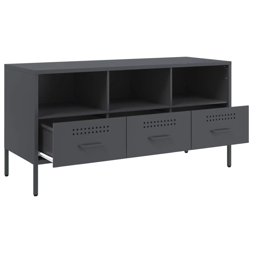 Mobile TV multimediale scaffale TV credenza mobile TV sala da pranzo soggiorno camera da letto antracite 100,5 x 39 x 50,5 cm acciaio antracite 02_0026381