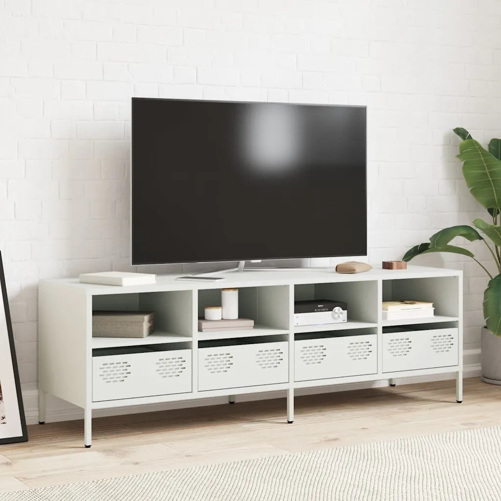 Mobile TV-Credenza TV-Console TV Bianco 135x39x43,5 cm in Acciaio Laminato a Freddo 663990