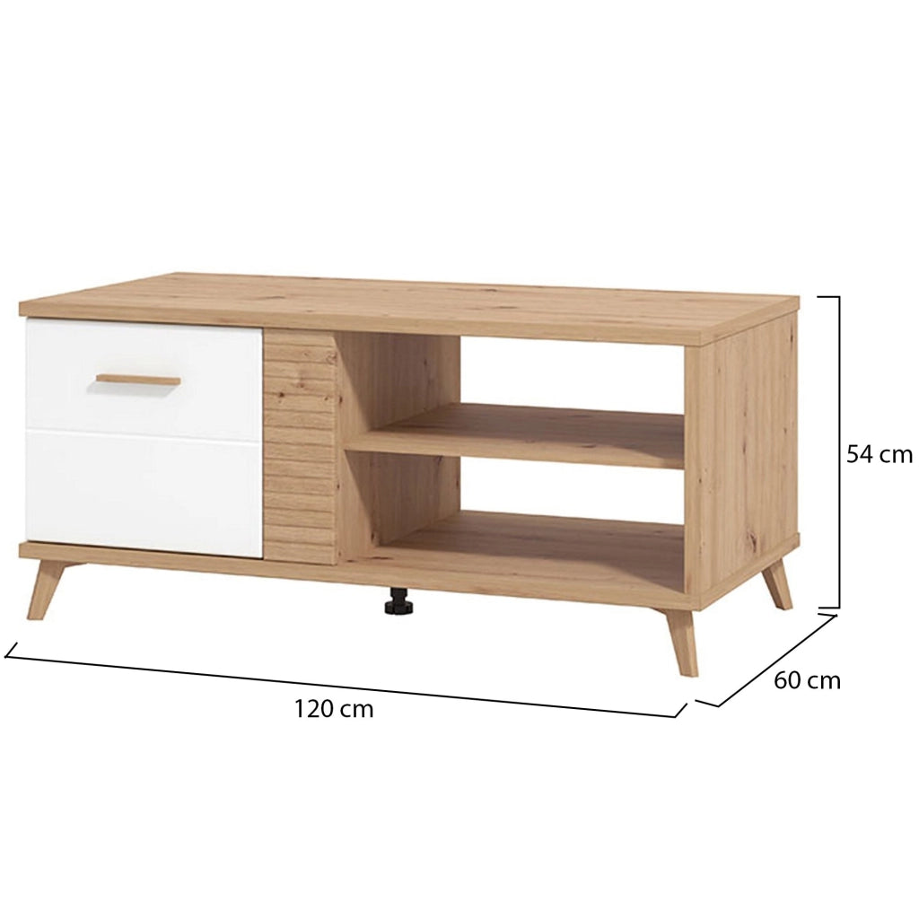 Frati, Tavolino da Salotto con Piedini, 120x60x54h cm Marrone Rovere Nodi