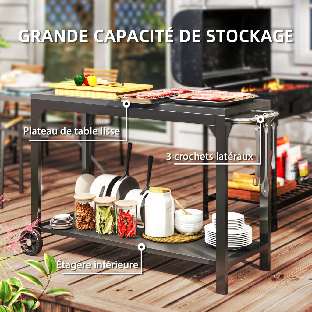 Carrello da giardino con ruote ¨C Xylo ¨C acciaio nero 135x55x86,5 cm
