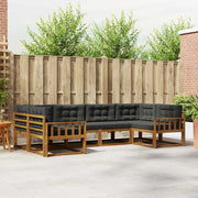 Set di divani da esterno con cuscino 6 pcs Naturale e Antracite