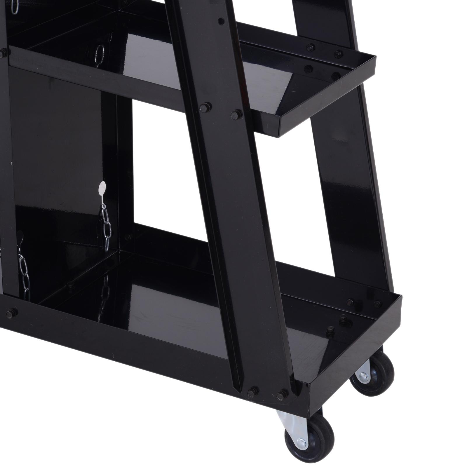 Carrello Porta Utensili Attrezzi a 3 Ripiani 4 Ruote Max 50kg Nero 71x70x39 cm