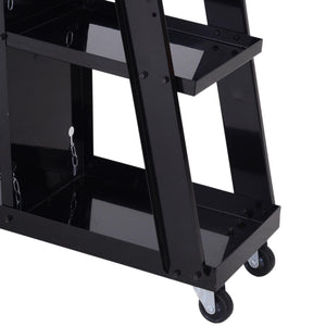 Carrello Porta Utensili Attrezzi a 3 Ripiani 4 Ruote Max 50kg Nero 71x70x39 cm