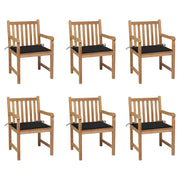 Sedie da Giardino 6 pz con Cuscini Neri in Massello di Teak cod mxl 8340