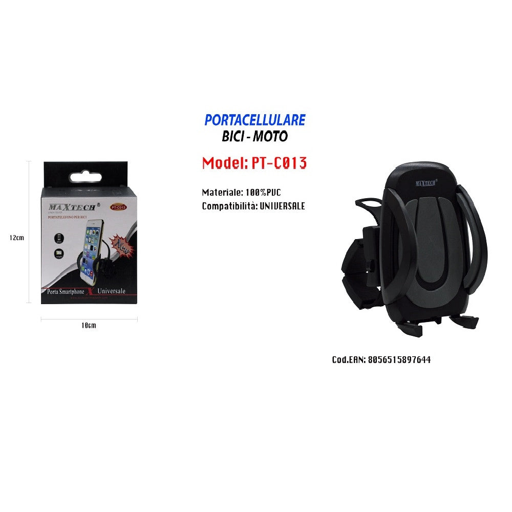 Trade Shop - Portacellulare Bici Moto Universale Per Smartphone Ipad Navigatore Maxtech Pt-c013 -