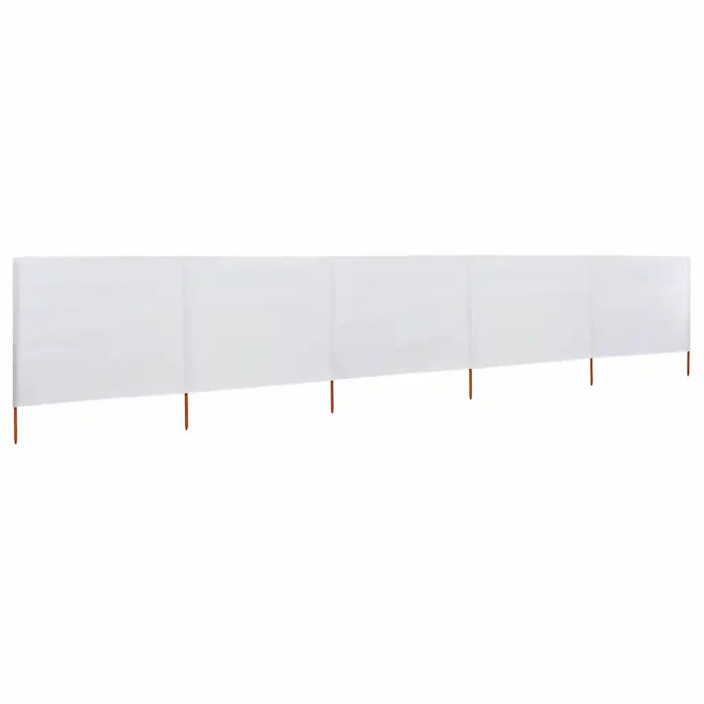 Paravento a 5 Pannelli in Tessuto 600x120 cm Bianco Sabbia CFW1506362