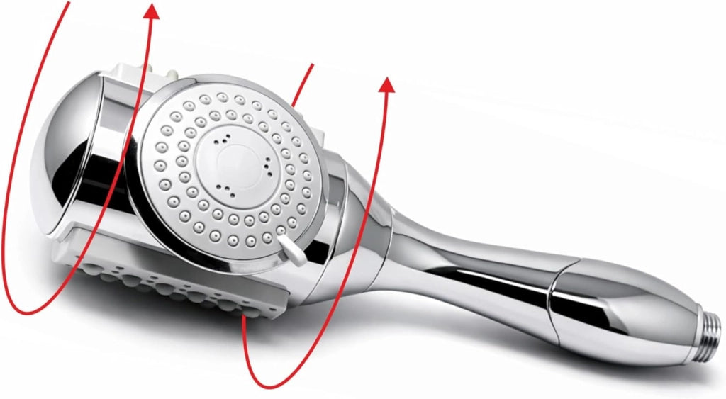 Doccetta multifunzione 4 in 1 con testa girevole, abs cromato ed erogatori anticalcare