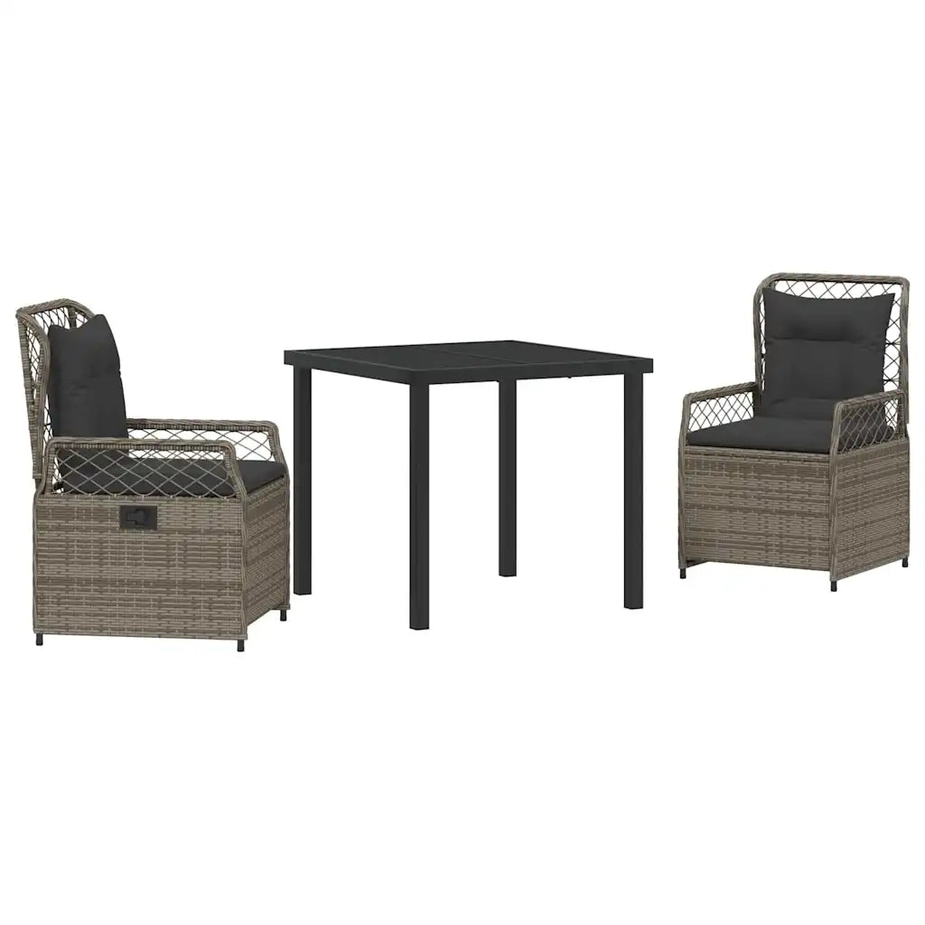 Set da Pranzo per Giardino 3 pcs Grigio polyrattan 3380995
