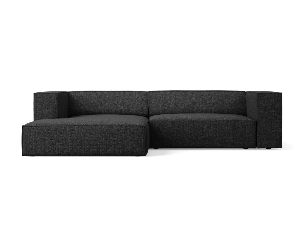 Cosmopolitan Design - Divano angolare sinistro "Arendal" 3 posti in ciniglia nero 