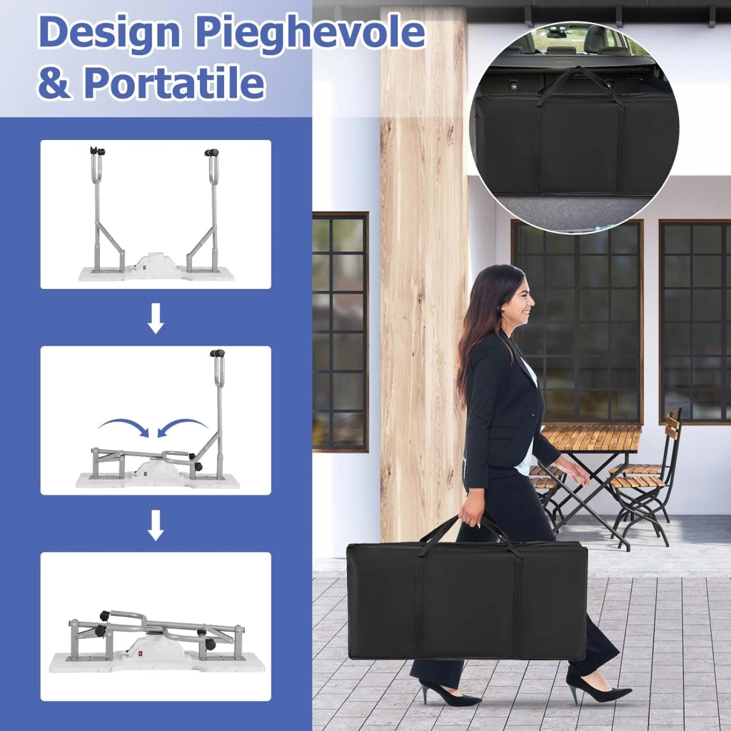 COSTWAY Tavolo per Manicure Pieghevole con Aspiratore Elettrico, Tavolo per Unghie Portatile con Luce LED, Cuscino Poggia Polso Clienti, Borsa e 4 Ruote Bloccabili (Bianco)