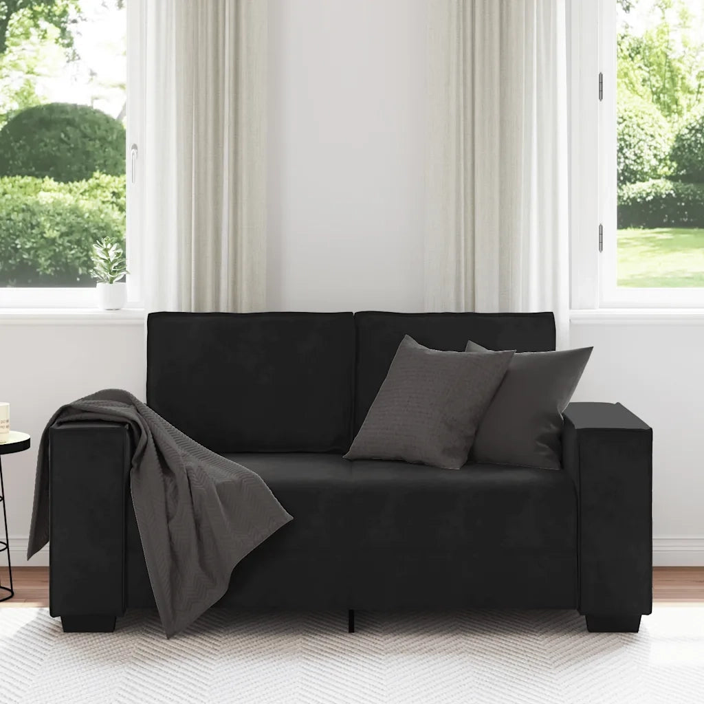 vidaXL Divano a 2 Posti Nero 120 cm in Velluto