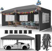 Gazebo 3x6 Pieghevole Impermeabile,Pergola Gazebo Esterno Resistente con 4 Pannelli Laterali, 420D Oxford Ispessente,Protezione UV 50+,Feste Campeggio Matrimonio,Spiaggia, Cortile, Giardino, Grigio