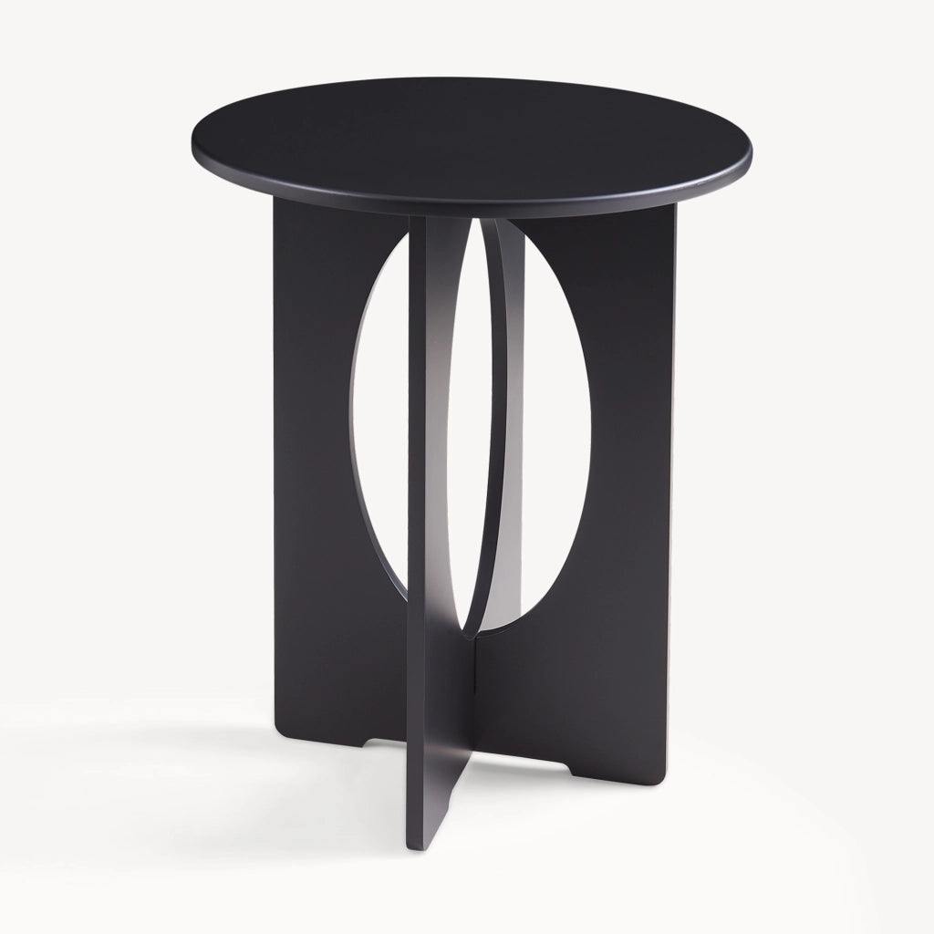 Tavolino Laterale Podeldsvin con Piano Rotondo 49 x Ø40 cm - Nero [en.casa]