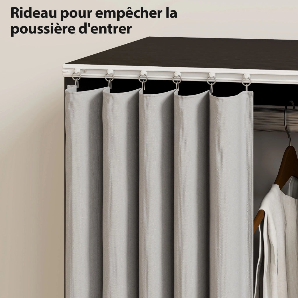 Armadio scorrevole con appendiabiti e ripiani ¨C zephmum ¨C 80x40x128 cm nero