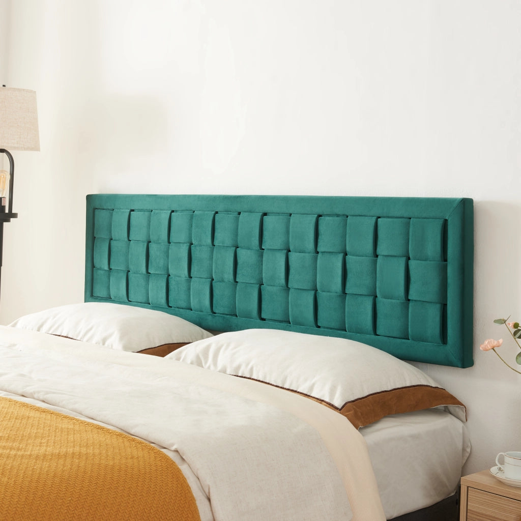 Testiera Imbottita Tervo da Parete per Letto Francese 140 x 50 cm - Verde [en.casa]