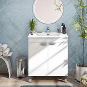 Cariati, Mobile Sottolavabo 2 Ante, 70x45x80h cm Bianco Lucido
