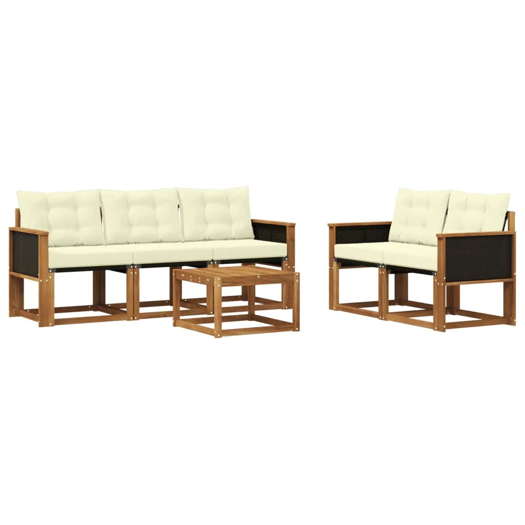 Set di divani da esterno con cuscino 6 pcs Naturale e Crema