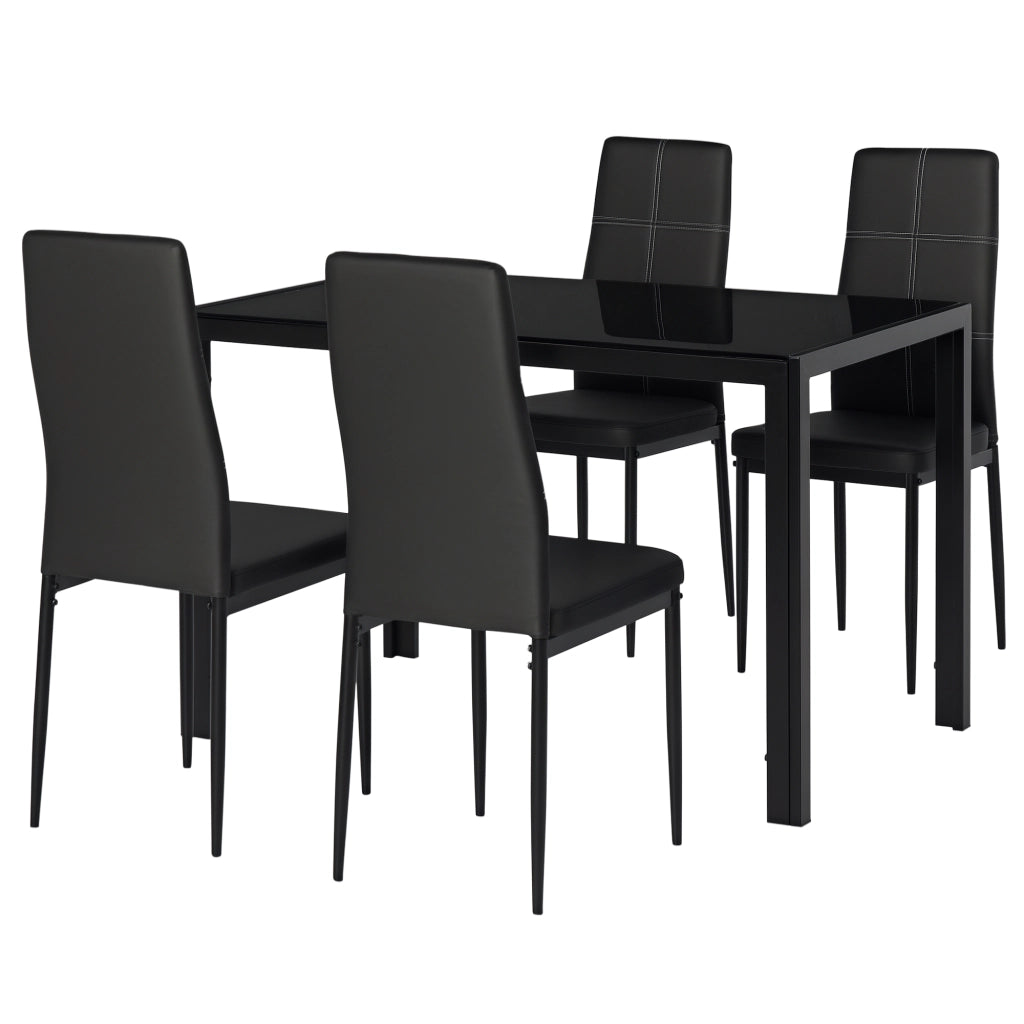 Set Tavolo da Pranzo con 4 Sedie ¨C Minimal ¨C Vetro Temperato Nero