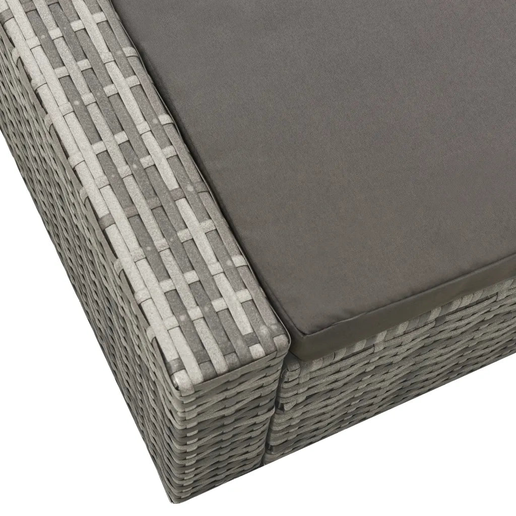 Lettino Prendisole Doppio in Polyrattan Grigio cod mxl 71214