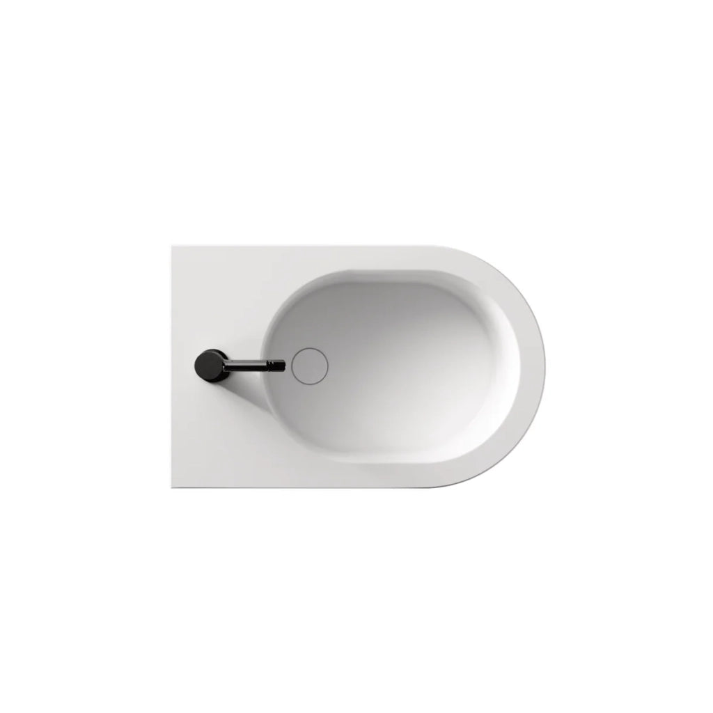 Coppia Di Sanitari Da Terra Alice Ceramica Filo Muro Senza Brida Bianco Lucido "Hide Round"