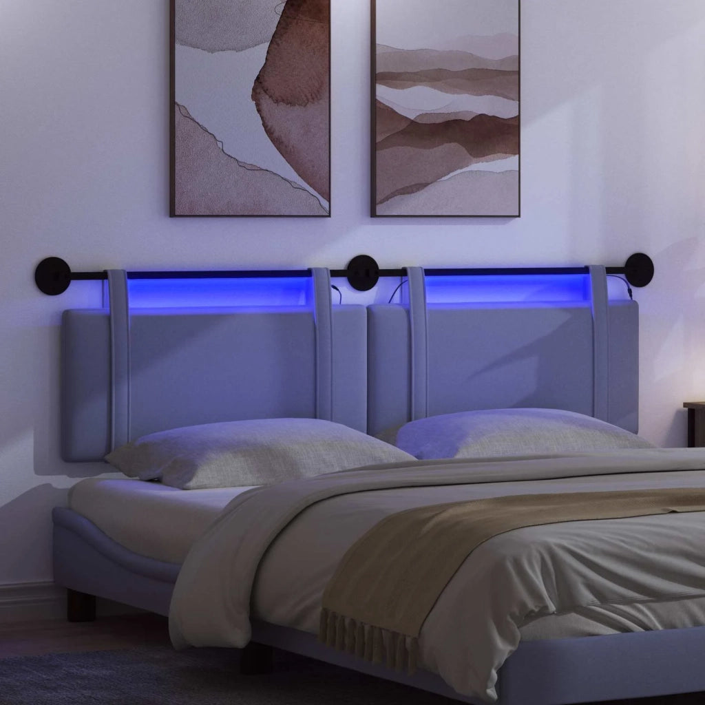 Testiera sospesa Con luce LED Blu jeans Tessuto