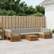 Set di divani da esterno 8 pcs Naturale e Grigio Chiaro