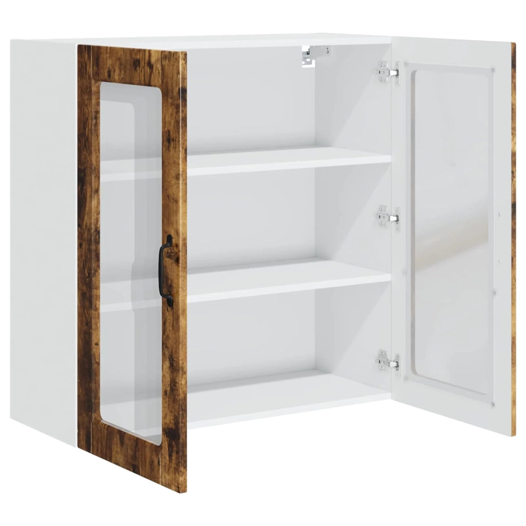 Pensile da cucina | Mobile in vetro da parete PORTO Rovere fum¨¦ 80 x 31 x 80 cm