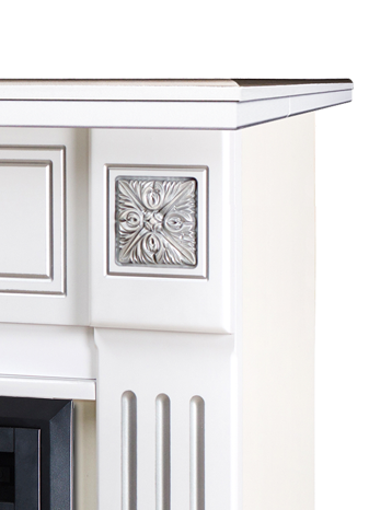 Camino Elettrico da Pavimento 93,3x111,7x27 cm Effetto Fiamma 1500W Diana & Zakinthos Bianco