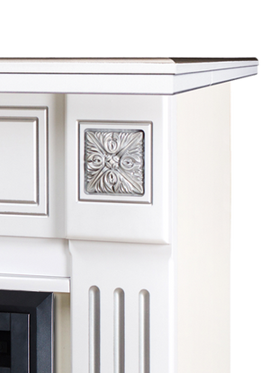 Camino Elettrico da Pavimento 93,3x111,7x27 cm Effetto Fiamma 1500W Diana & Zakinthos Bianco