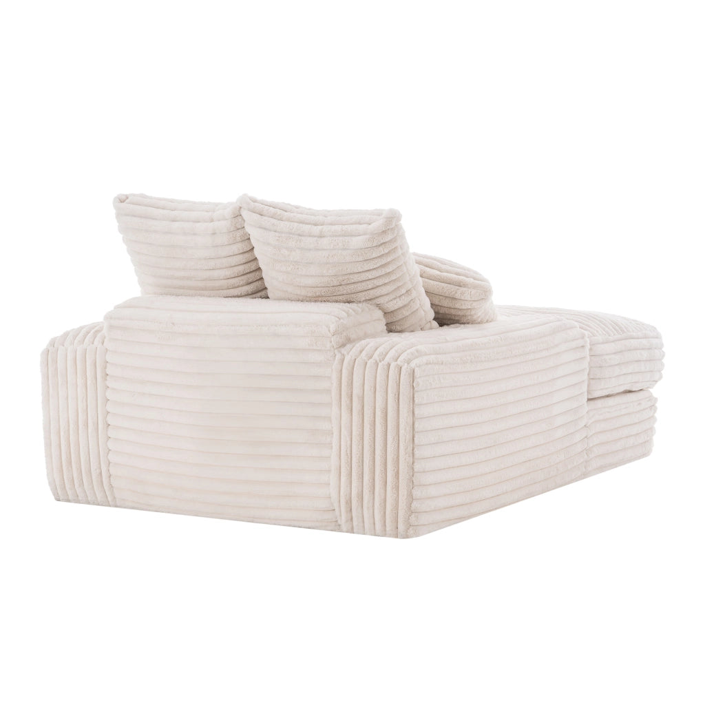 Chaise longue con funzione letto e 4 cuscini; senza montaggio; in velluto a coste beige