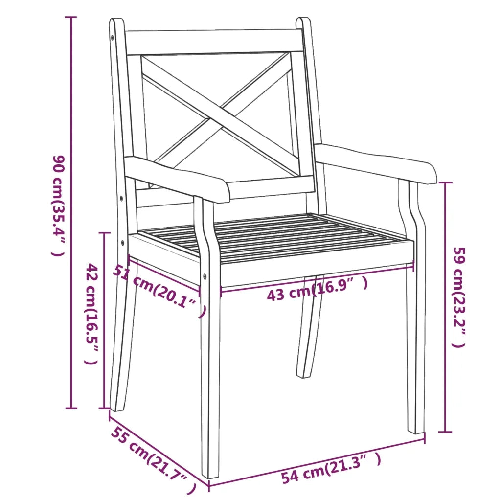 Sedie da Pranzo da Esterni 6 pz in Legno Massello di Acacia 3098661
