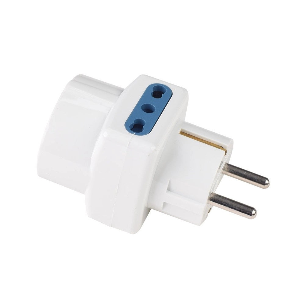 Trade Shop - Adattatore Spina 16a 2 Prese Bipasso 10a/16a 2p+t 1 Presa Universale 10/16a Schuko 83051 -