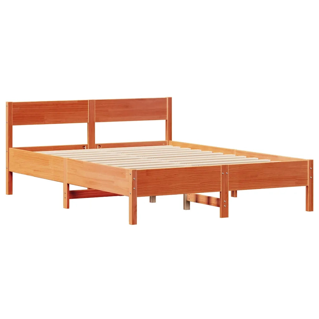 vidaXL Letto senza Materasso Marrone Cera 135x190 cm in Legno di Pino
