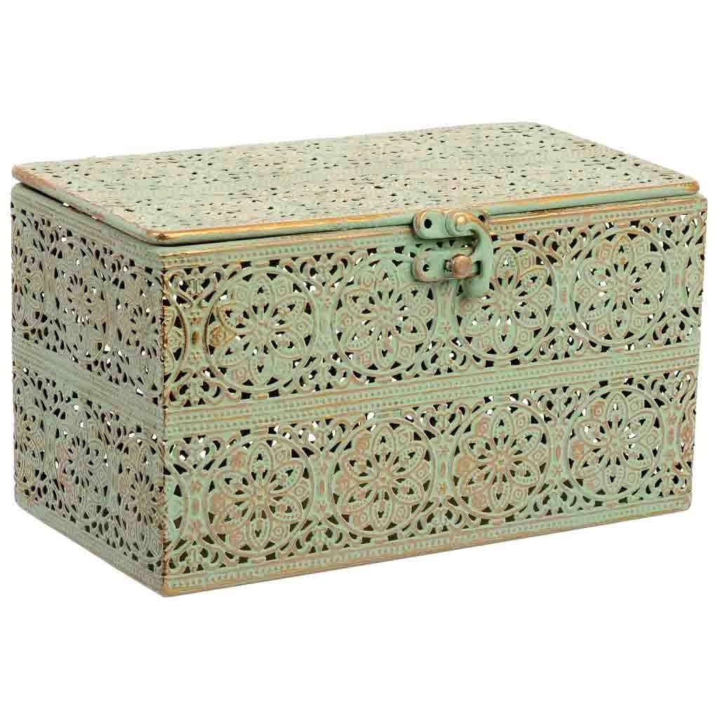 Scatola in metallo verde 20.5x12.5x11.5h cmh cm