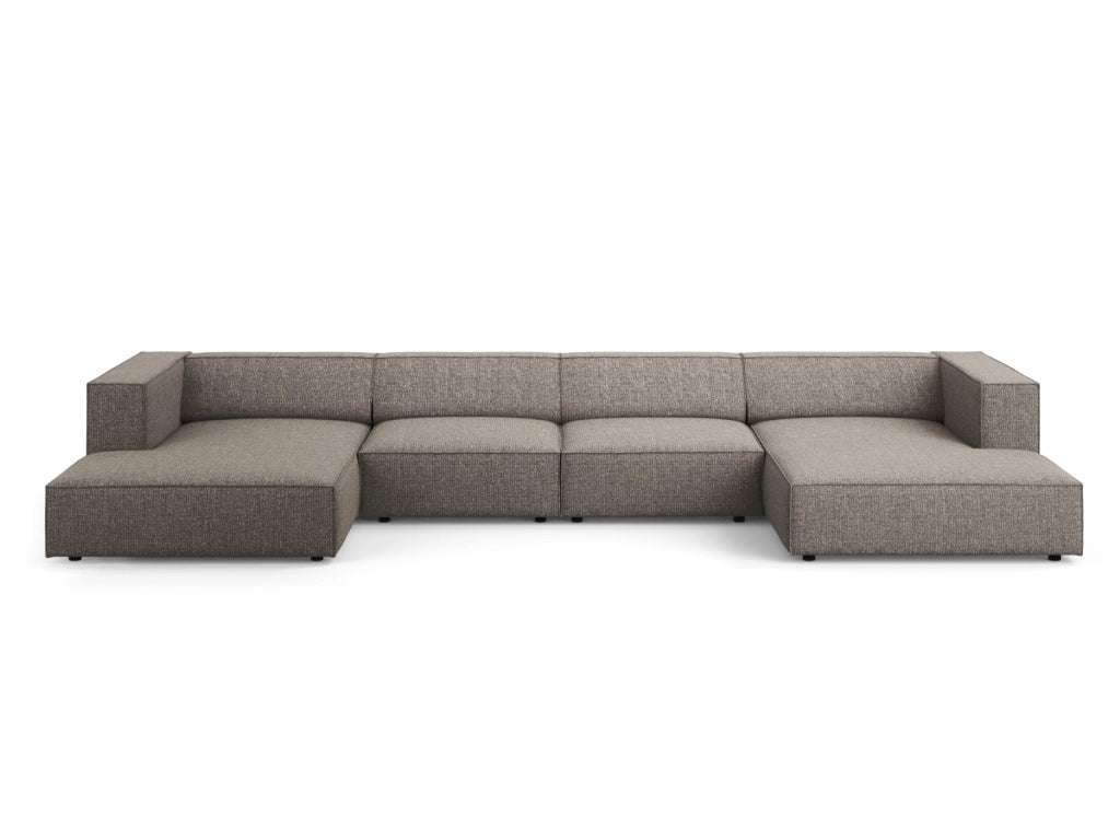 Cosmopolitan Design - Divano panoramico "Arendal" 6 posti in ciniglia grigio 