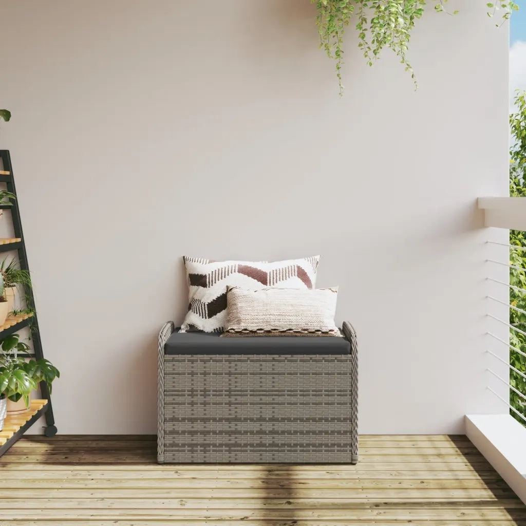 Cassapanca con Cuscino-Baule-Panca con ContenitoreGrigia 80x51x52 cm in Polyrattan