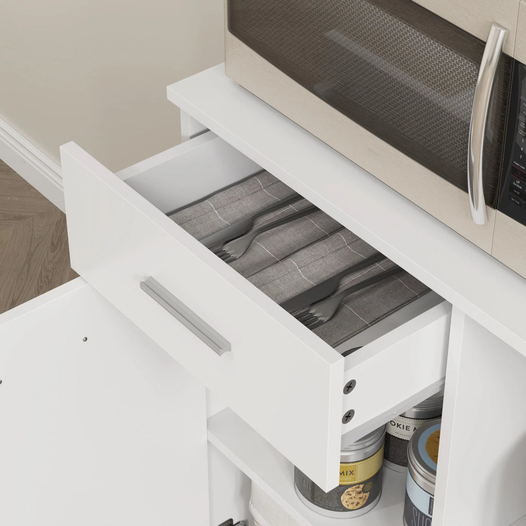 Mobile Dispensa da Cucina 80x35x180 cm 4 Armadietti 3 Ripiani e 1 Cassetto in Legno Bianco
